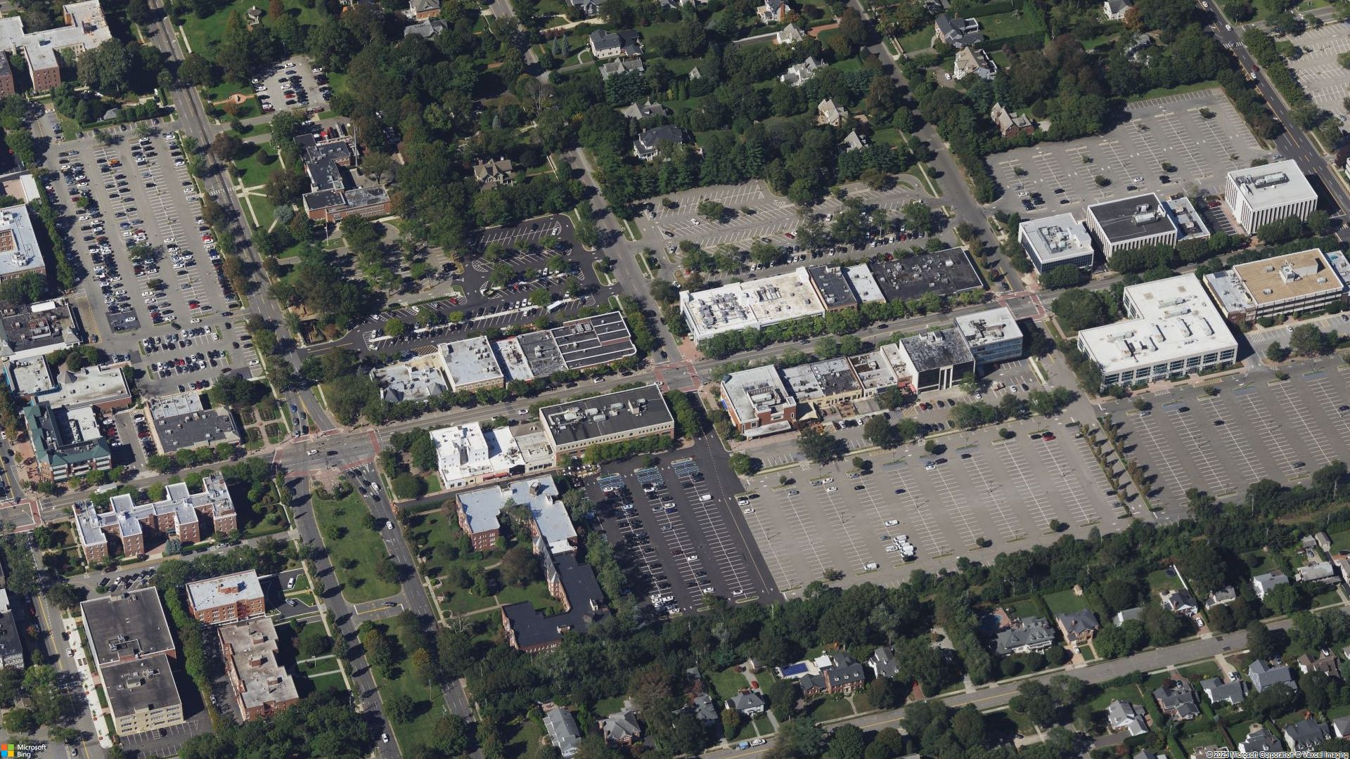 Overhead image of Garden City, NY.