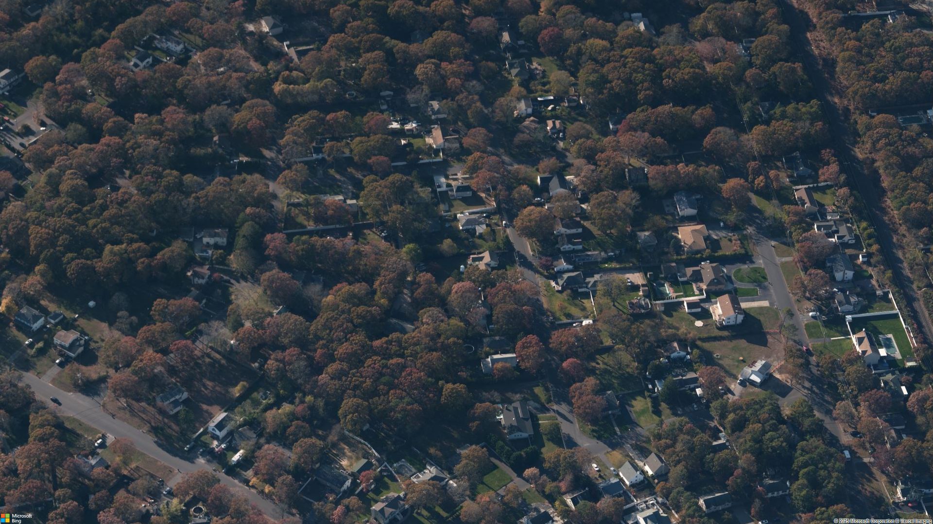 Overhead image of Shirley, NY.