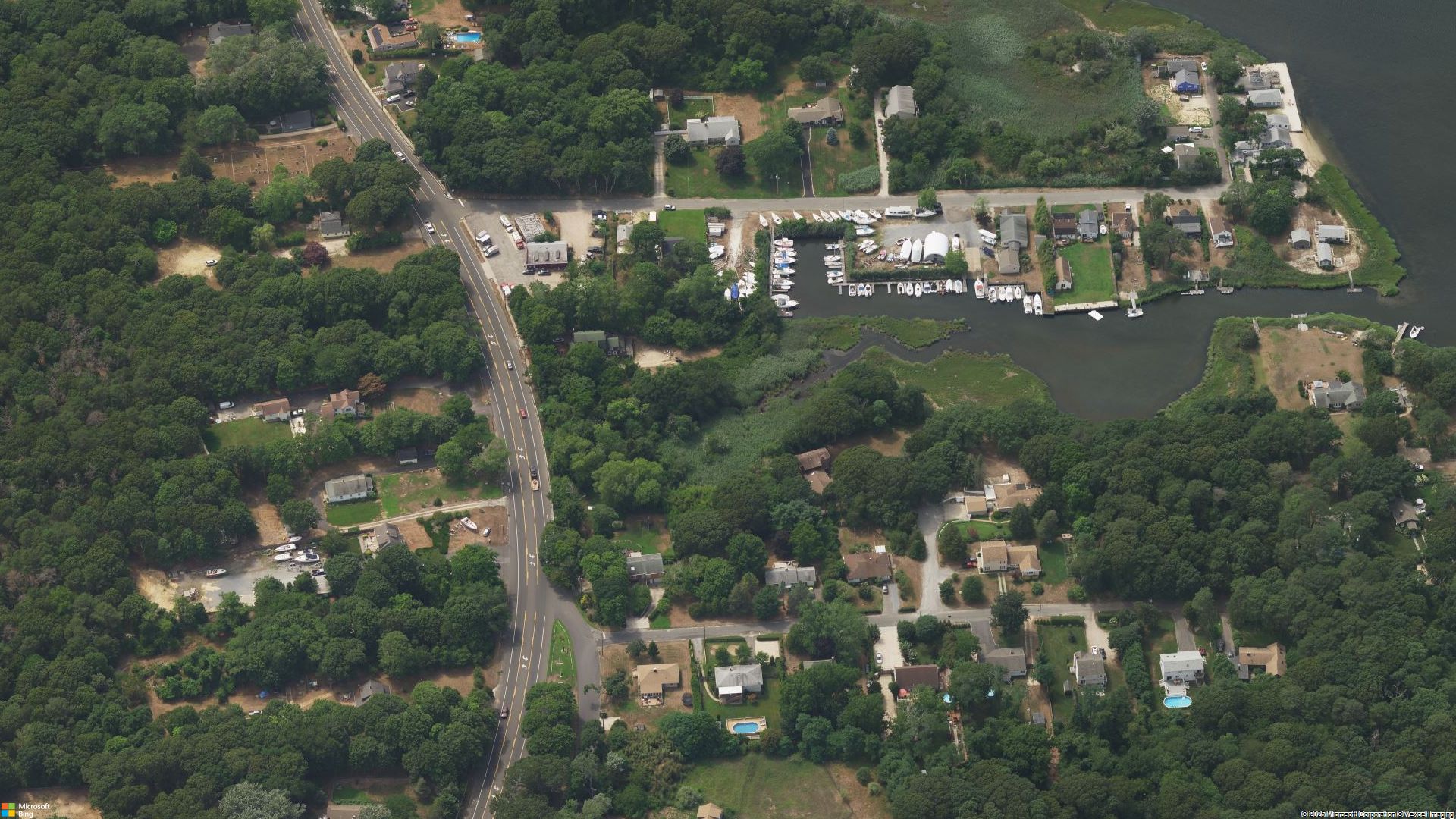 Overhead image of Flanders, NY.