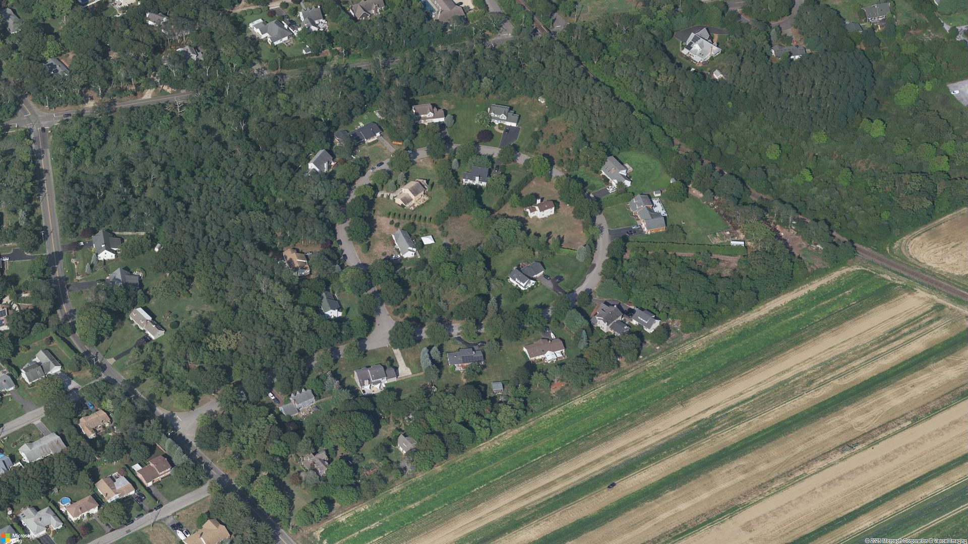 Overhead image of Jamesport, NY.