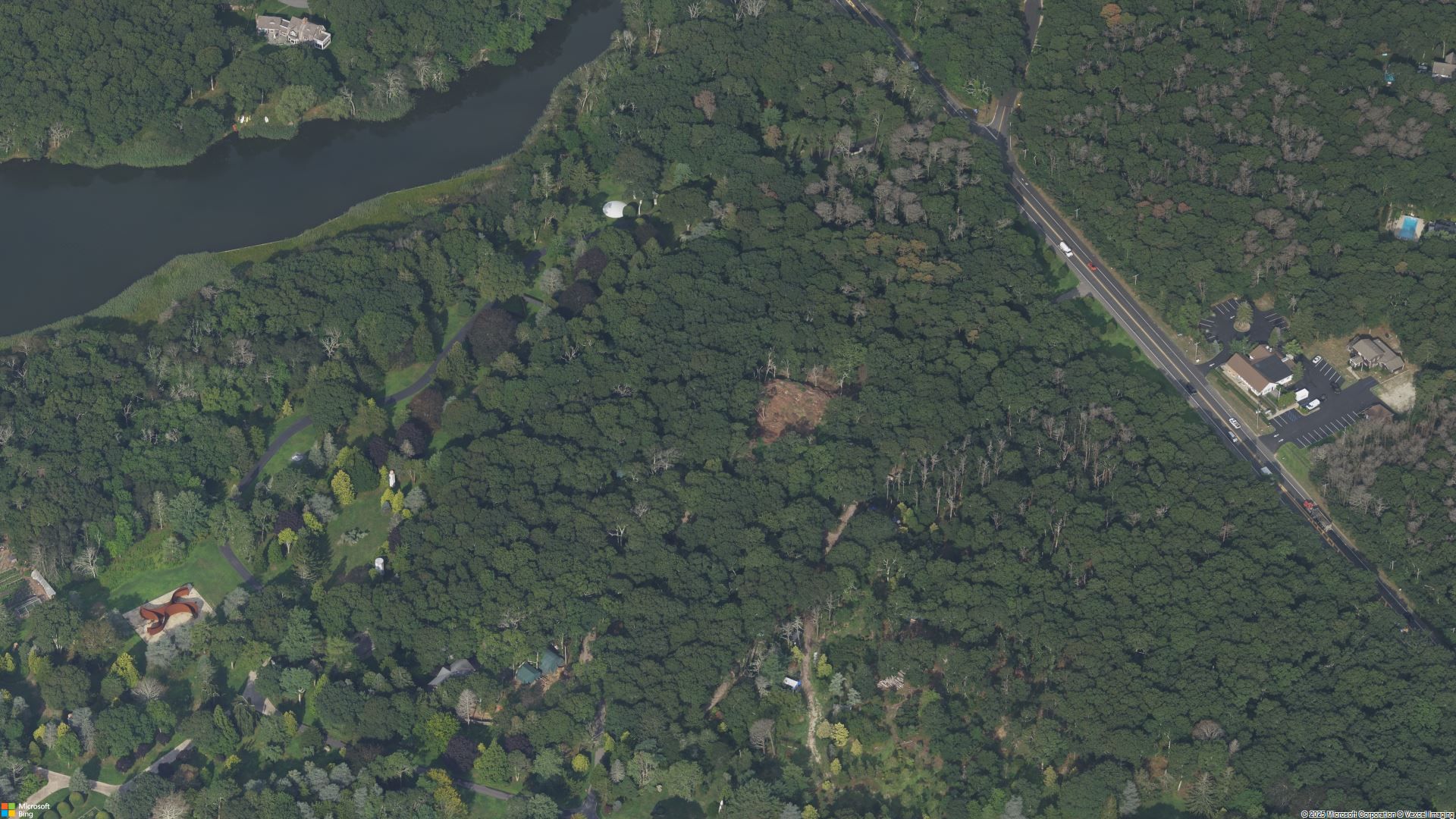 Overhead image of East Hampton, NY.