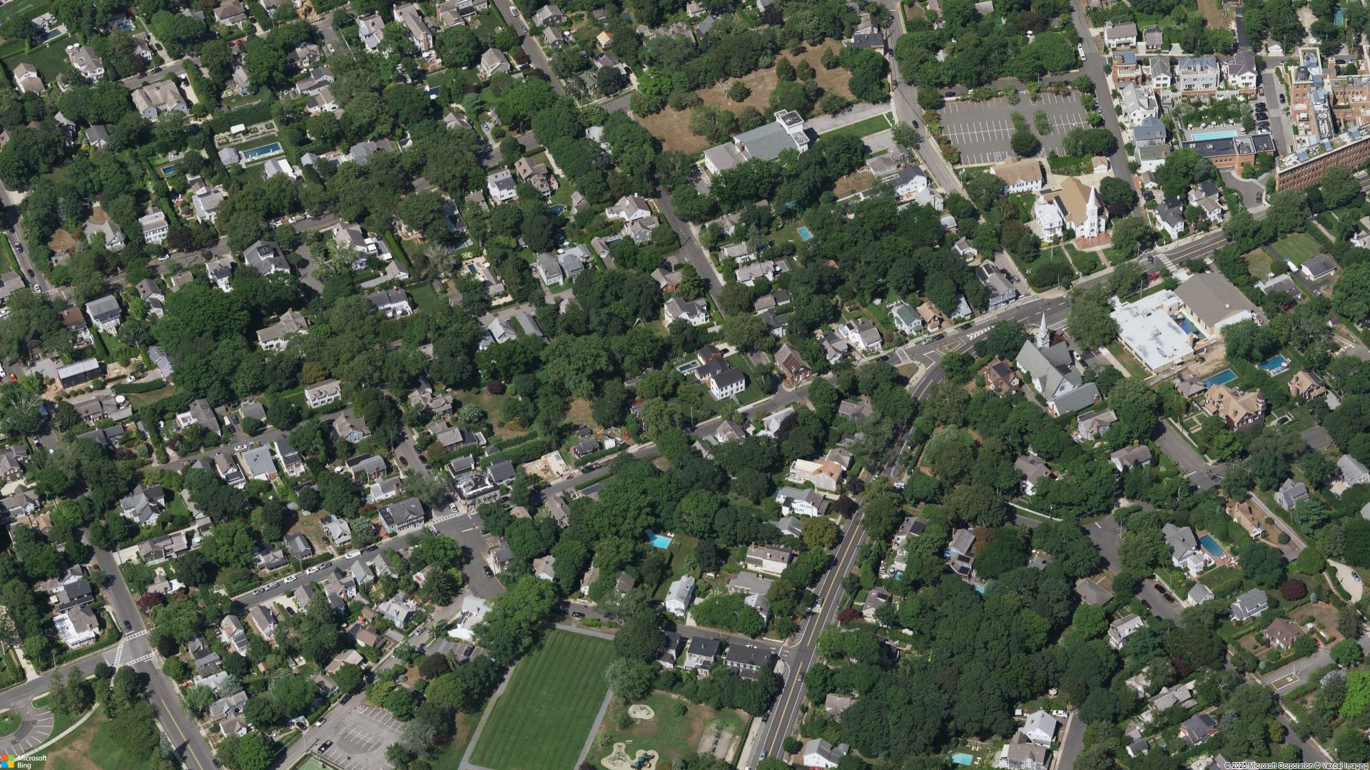 Overhead image of Sag Harbor, NY.