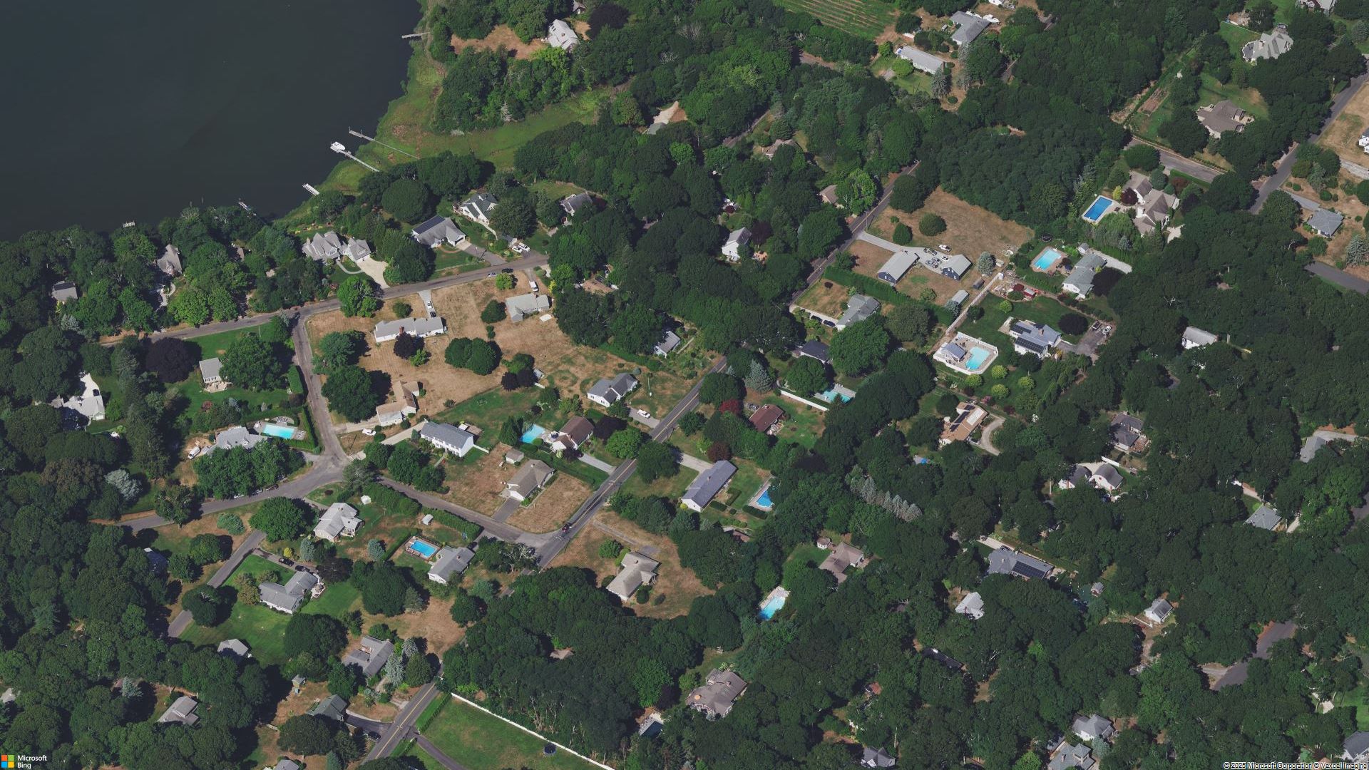 Overhead image of Cutchogue, NY.