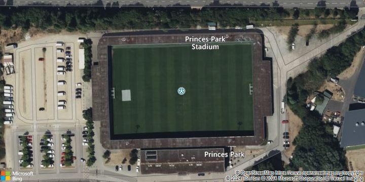 An aerial photograph of Princes Park in , .