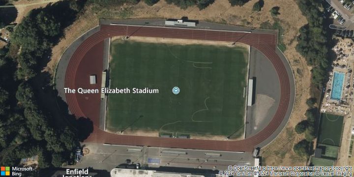 An aerial photograph of Queen Elizabeth II Stadium in , .