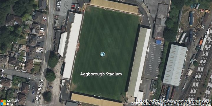 An aerial photograph of Aggborough in , .