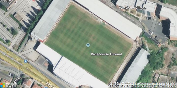 An aerial photograph of Racecourse Ground in , .