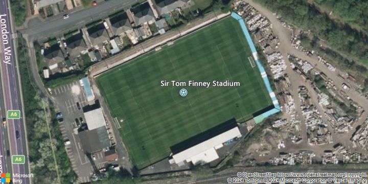 An aerial photograph of Sir Tom Finney Stadium in , .